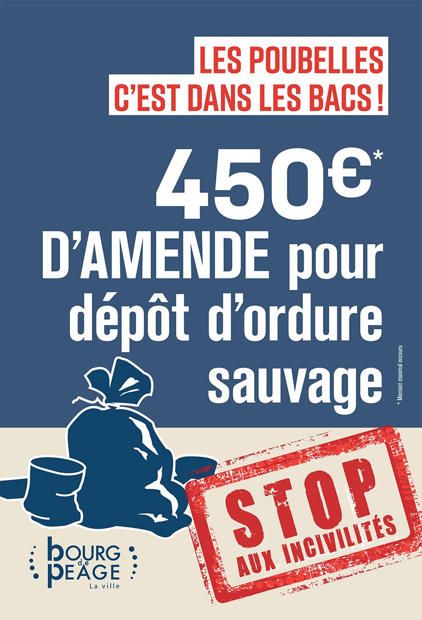 450€ amende pour dépôt déchets sauvages